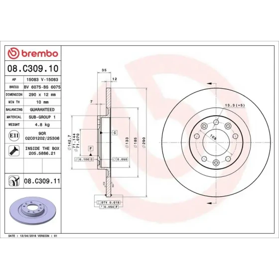 Brembo Arka Fren Diski – 08.C309.11 ürün görseli