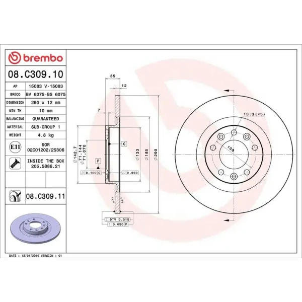 Brembo Arka Fren Diski – 08.C309.11