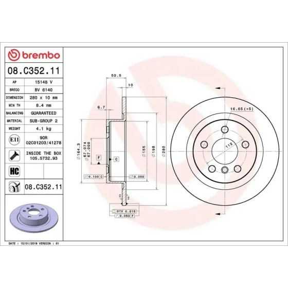 Brembo Arka Fren Diski – 08.C352.11 ürün görseli