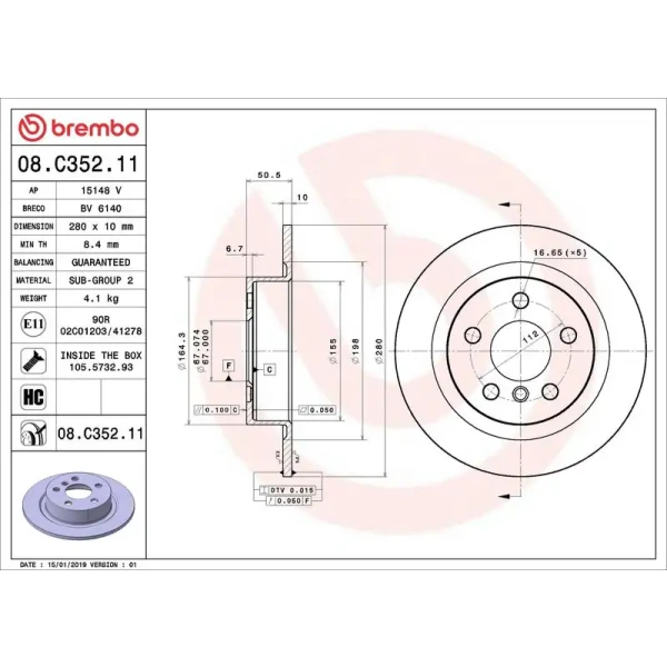 Brembo Arka Fren Diski – 08.C352.11