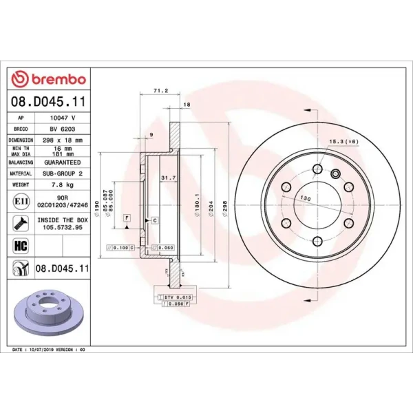 Brembo Arka Fren Diski – 08.D045.11 / OEM A9104230300