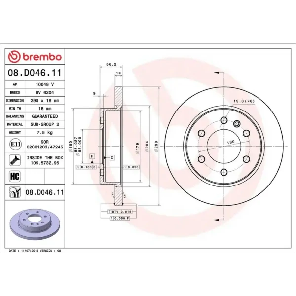 Brembo Arka Fren Diski – 08.D046.11 / OEM A9104232100