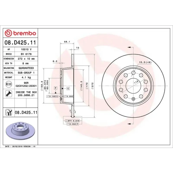 Brembo Arka Fren Diski – 08.D425.11
