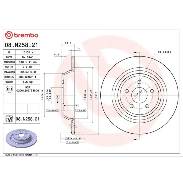 Brembo Arka Fren Diski – 08.N258.21