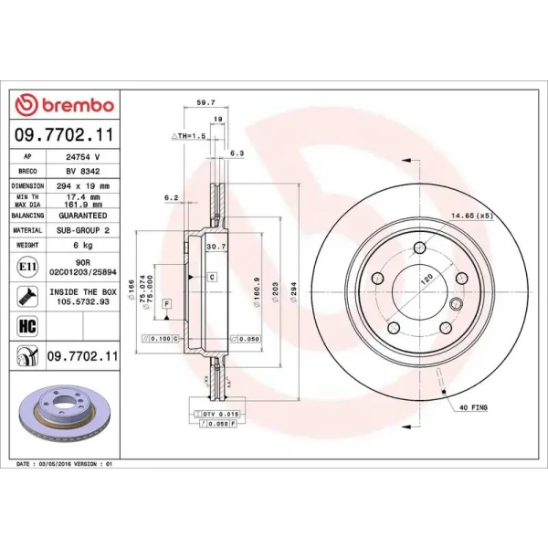 Brembo Arka Fren Diski – 09.7702.11 / OEM 34216855154