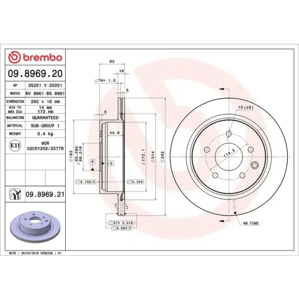Brembo Arka Fren Diski – 09.8969.21