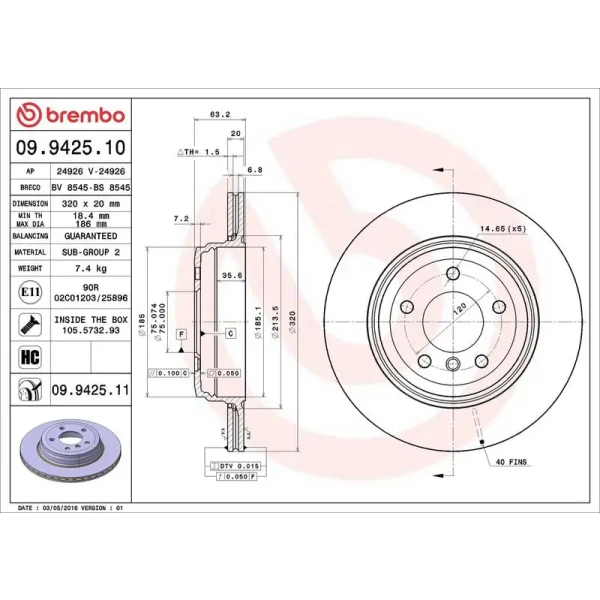 Brembo Arka Fren Diski – 09.9425.11