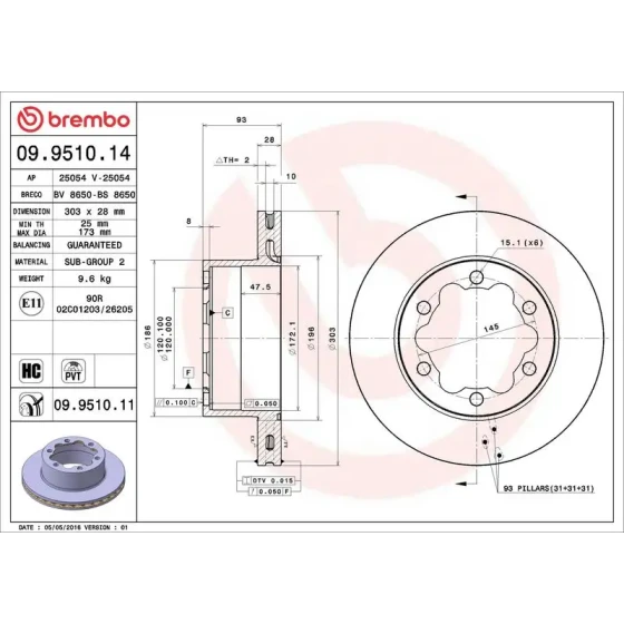 Brembo Arka Fren Diski – 09.9510.14 ürün görseli