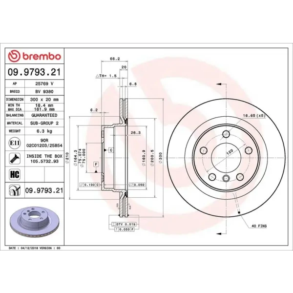 Brembo Arka Fren Diski – 09.9793.21 / OEM 34216792227
