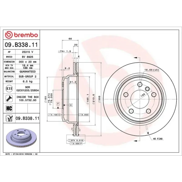 Brembo Arka Fren Diski – 09.B338.11 / OEM 34216797344