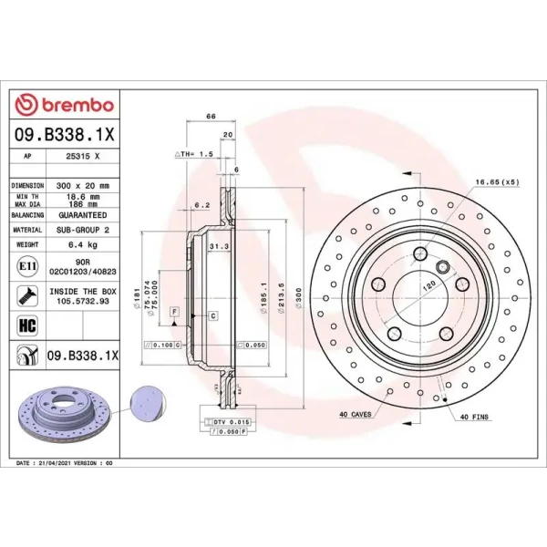 Brembo Arka Fren Diski – 09.B338.1X / OEM 34216797344