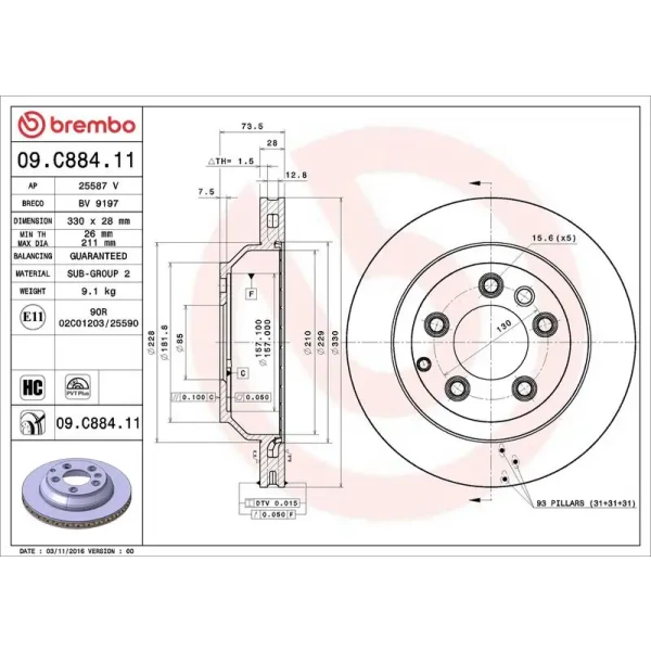 Brembo Arka Fren Diski – 09.C884.11