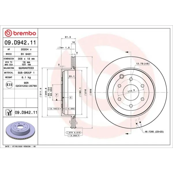 Brembo Arka Fren Diski – 09.D942.11 / OEM A4704230200