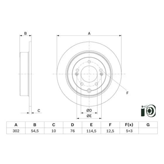 Bosch Arka Fren Diski – 0986479E45 / OEM 58411D7000 ürün görseli
