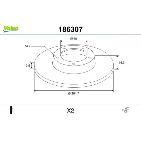 Valeo Arka Fren Diski – 186307 / OEM 7701204296 ürün görseli