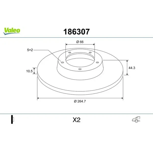 Valeo Arka Fren Diski – 186307 / OEM 7701204296