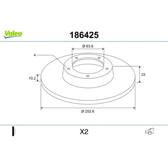 Valeo Arka Fren Diski – 186425 ürün görseli