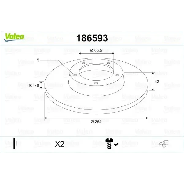 Valeo Arka Fren Diski – 186593 / OEM 9117772