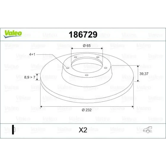 Valeo Arka Fren Diski – 186729 / OEM 6N0615601B ürün görseli