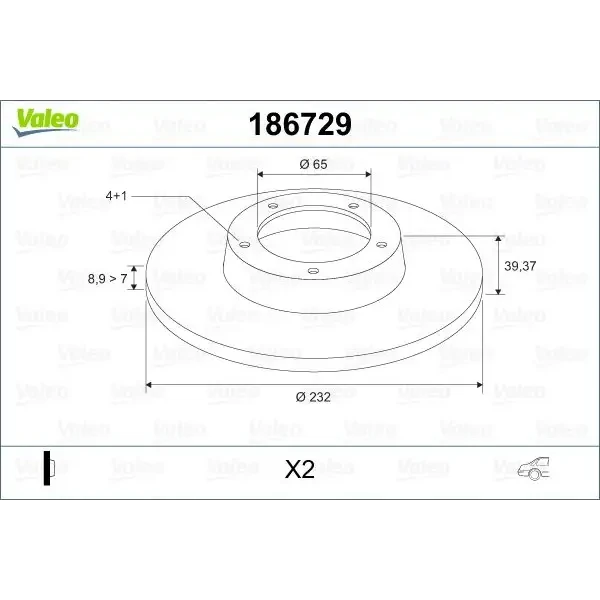 Valeo Arka Fren Diski – 186729 / OEM 6N0615601B