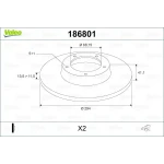 Valeo Arka Fren Diski – 186801 / OEM 7D0615601A