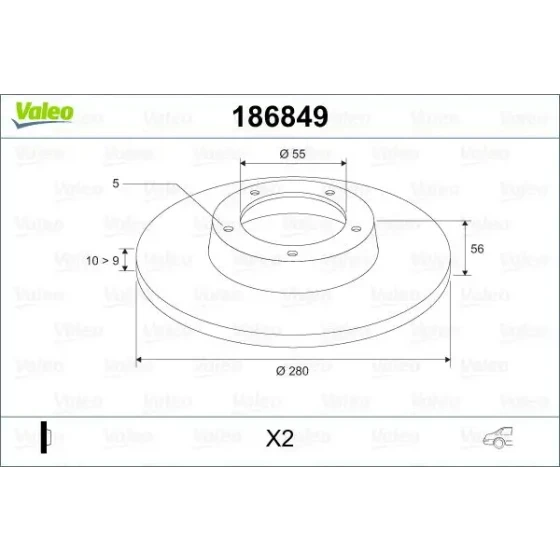 Valeo Arka Fren Diski – 186849 / OEM 4243105060 ürün görseli