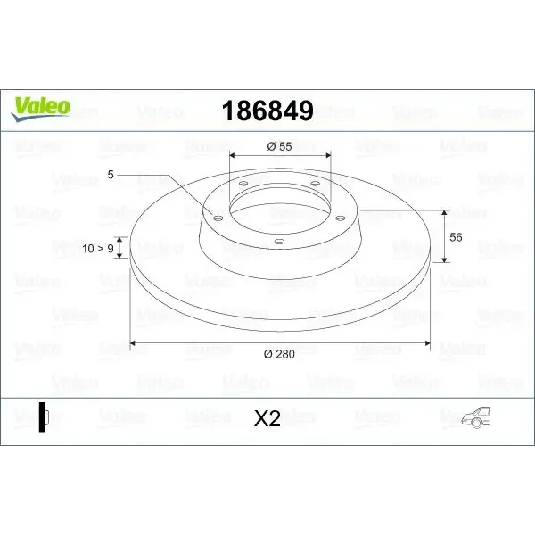 Valeo Arka Fren Diski – 186849 / OEM 4243105060