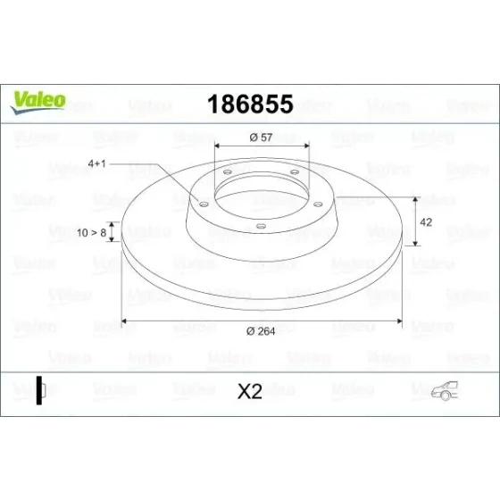 Valeo Arka Fren Diski – 186855 / OEM 93176548 ürün görseli