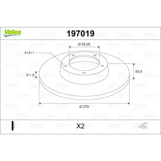 Valeo Arka Fren Diski – 197019 / OEM 4243102081 ürün görseli