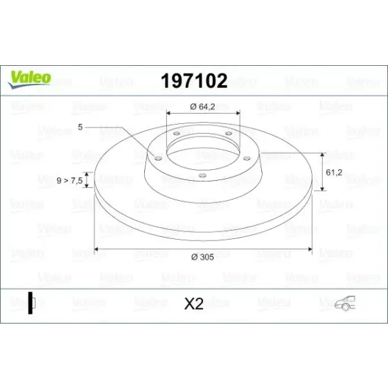 Valeo Arka Fren Diski – 197102 / OEM 42510SCAE50 ürün görseli