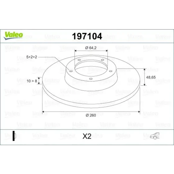 Valeo Arka Fren Diski – 197104 / OEM 42510S5TE00 ürün görseli