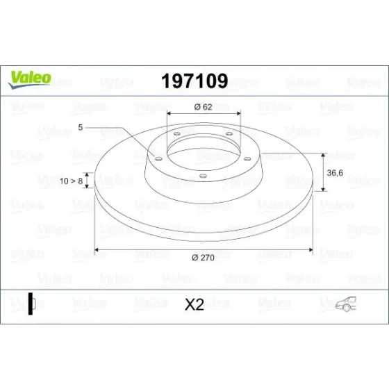 Valeo Arka Fren Diski – 197109 / OEM 4243112280 ürün görseli