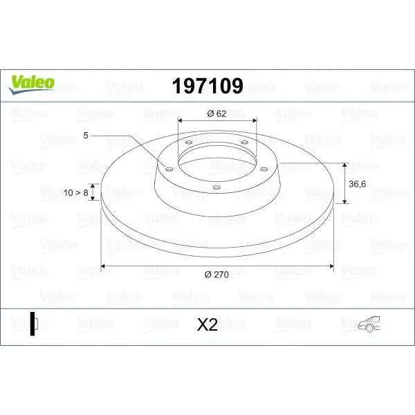 Valeo Arka Fren Diski – 197109 / OEM 4243112280