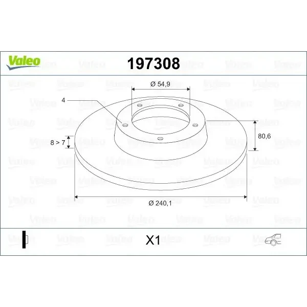 Valeo Arka Fren Diski – 197308 / OEM 7701207823