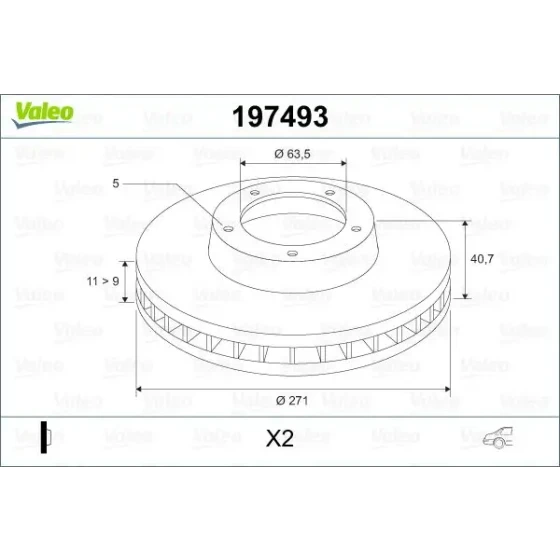 Valeo Arka Fren Diski – 197493 / OEM 2023618 ürün görseli