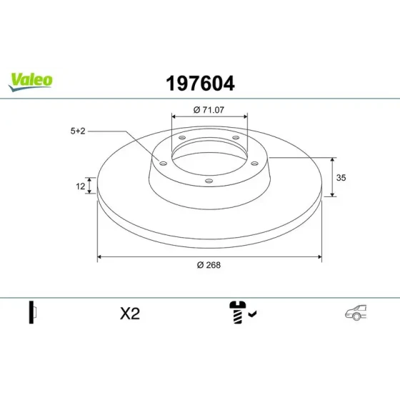 Valeo Arka Fren Diski – 197604 / OEM 3642786 ürün görseli