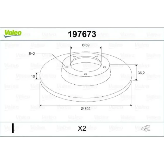 Valeo Arka Fren Diski – 197673 / OEM 4615A125 ürün görseli