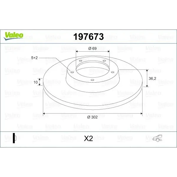Valeo Arka Fren Diski – 197673 / OEM 4615A125