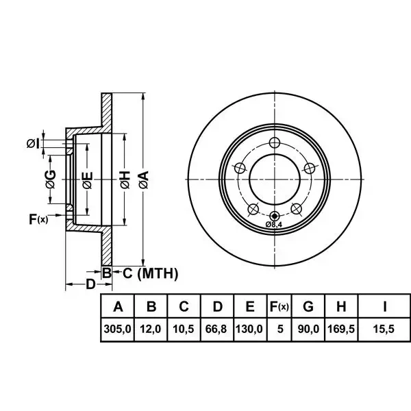 MGA Arka Fren Diski – 50110 / OEM 7700314107
