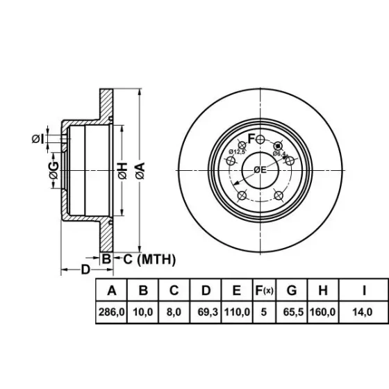 MGA Arka Fren Diski – 50164 / OEM 569210 ürün görseli