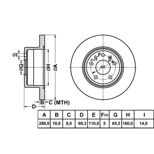 MGA Arka Fren Diski – 50164 / OEM 569210