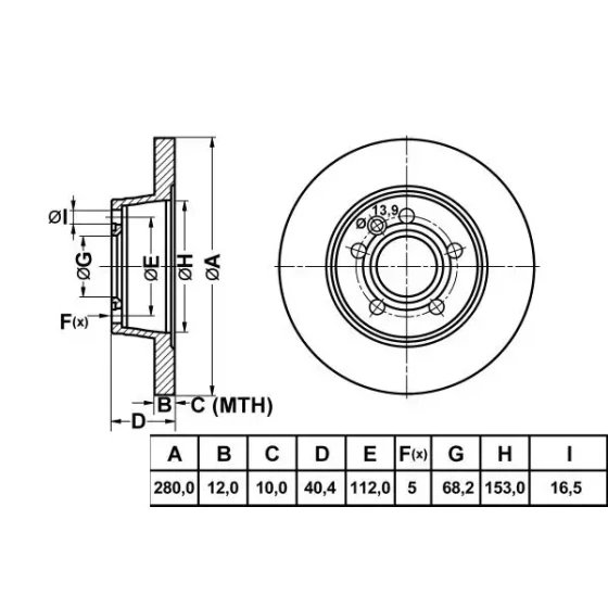 MGA Arka Fren Diski – 50216 / OEM 7D0615601 ürün görseli