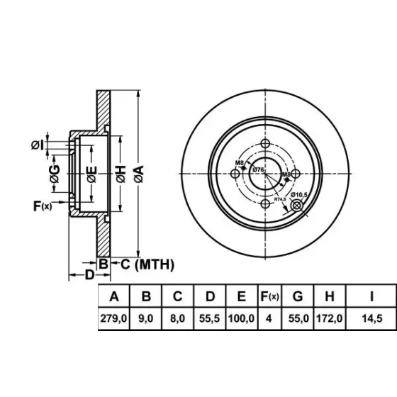 MGA Arka Fren Diski – 50256 / OEM 4243102080 ürün görseli