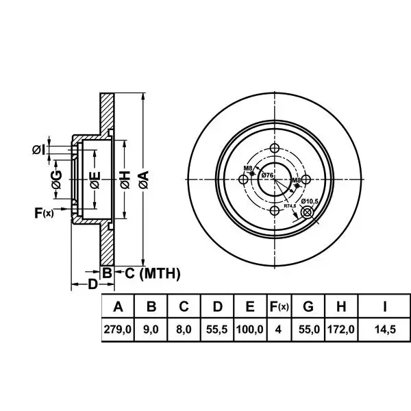MGA Arka Fren Diski – 50256 / OEM 4243102080