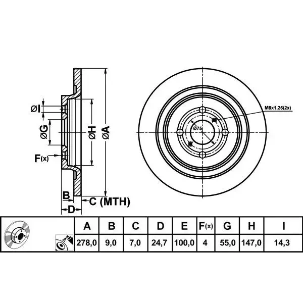 MGA Arka Fren Diski – 50260 / OEM 424310D060