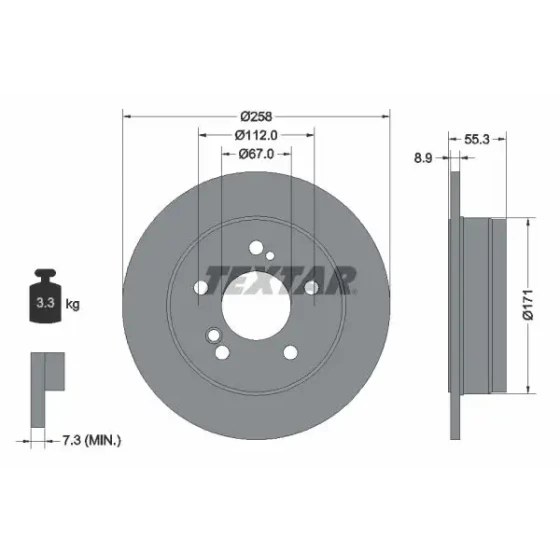 TEXTAR Arka Fren Diski – 92032003 / OEM A2014231112 ürün görseli