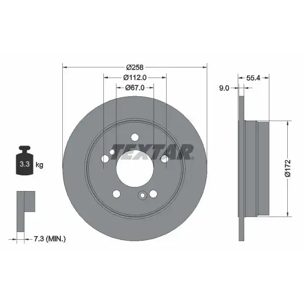 TEXTAR Arka Fren Diski – 92059503 / OEM A2024230012
