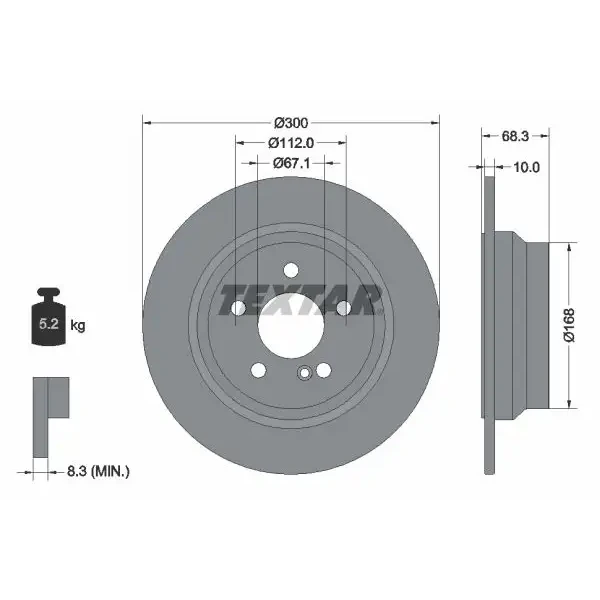 TEXTAR Arka Fren Diski – 92115405 / OEM A2114230712