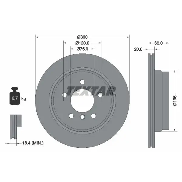 TEXTAR Arka Fren Diski – 92154903 / OEM 34216855008