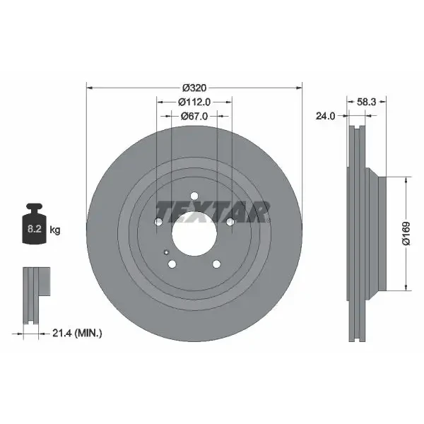 TEXTAR Arka Fren Diski – 92160705 / OEM A2214231012